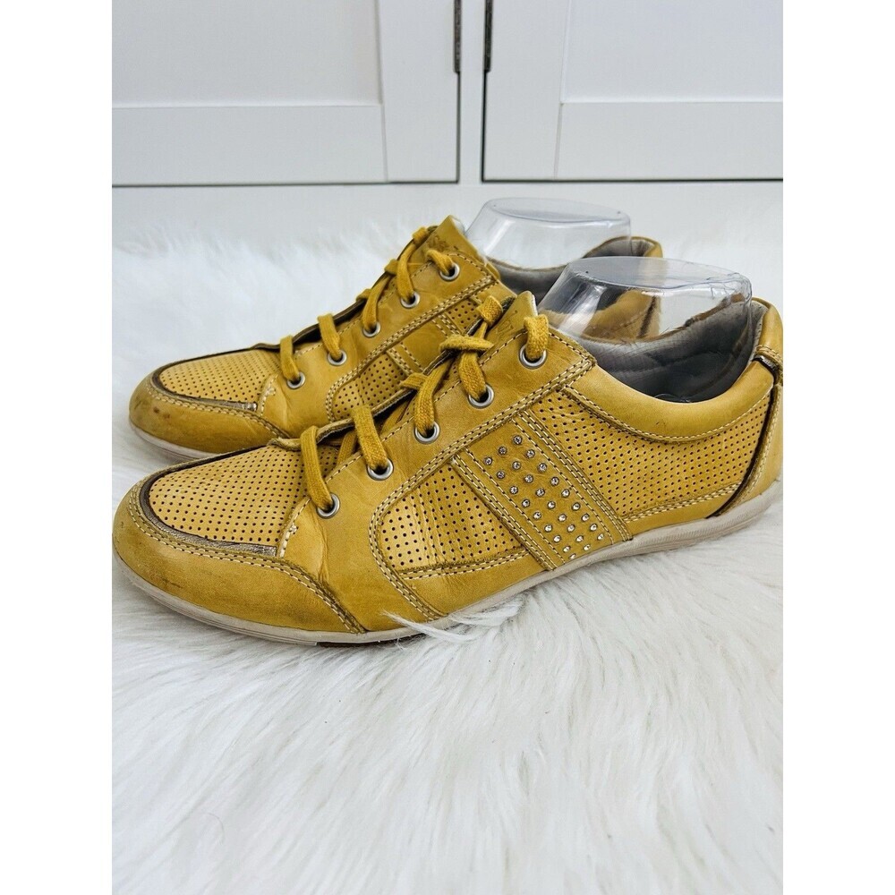 Bussola Yellow Leather Retro Style Comfort Walking Sneakers EU40 US9 Retail $120